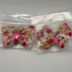 Kitty Hair Bows Set Kids Girls Pink Yellow Hearts Children Accessories
